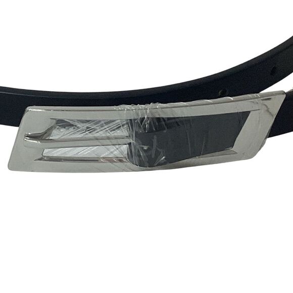 HEAVEN MAYHEM NWT Size S Capsule Belt Black Leather Silver Buckle Skinny Belt - Picture 8 of 10